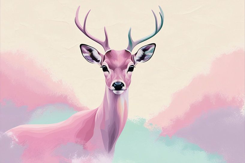 Deer in dreamy pastel colours by Imperial Art House