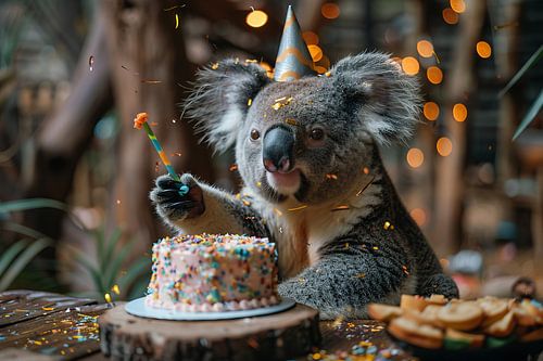 Funny koala in 60s 70s disco costume