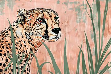 Schilderij van cheetah in zachte kleuren van Art & Soul Creations