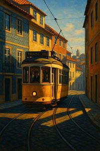 Alfama's Tram 28 Auffahrt: Dämmerung auf dem Kopfsteinpflaster