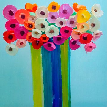 Modernes abstraktes Stilleben. PopArt Blumenstrauß von STUDIO ARTSY