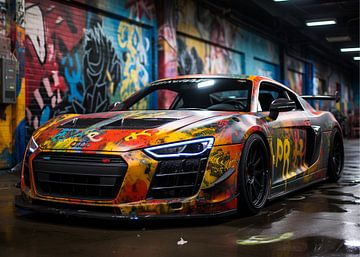 Graffiti audi r8 van Moritz Uebe