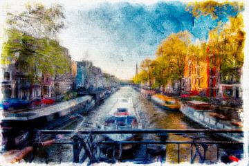 Sommer Gracht in Amsterdam von FRESH Fine Art