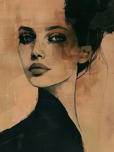 Modern en abstract portret in aardetinten