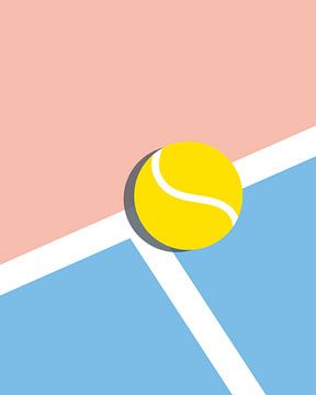 Blauer und rosa Tennisplatz mit Tennisballsaum von Studio Miloa