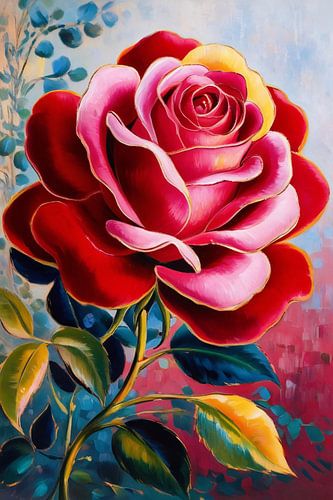 Realistische schilderij van een roos