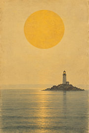 Phare dans la lumière dorée du soir
