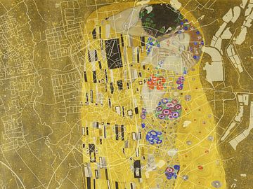 Kaart van Valkenswaard met de Kus van Gustav Klimt van Map Art Studio