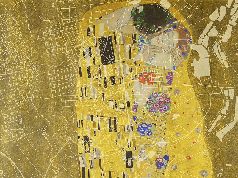 Carte de Valkenswaard avec le Baiser de Gustav Klimt par De Kaartenwinkel