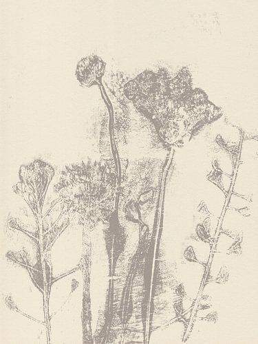Wilde bloemen in taupe op beige nr. 3