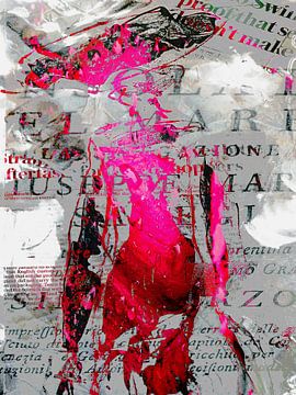 De vrouw in roze en rood van Gabi Hampe