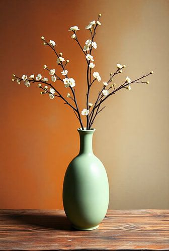 Bloesem in zachte groene vaas