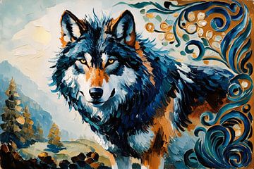 Wolf met expressieve kleuren van Art & Soul Creations