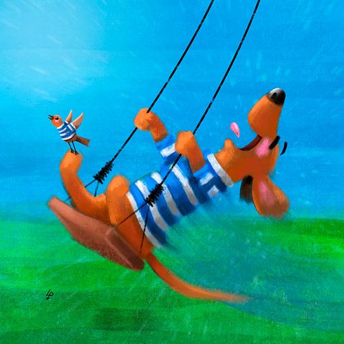 Dackel Tobie liebt das Schaukeln