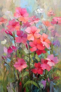 Feld mit rosa Blumen