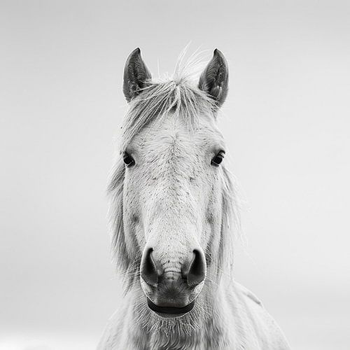 Paard in zwart-wit