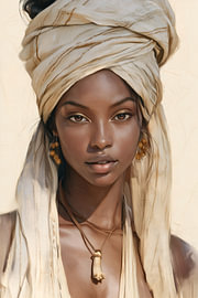 African woman in a cream-coloured turban by Steinfox Art