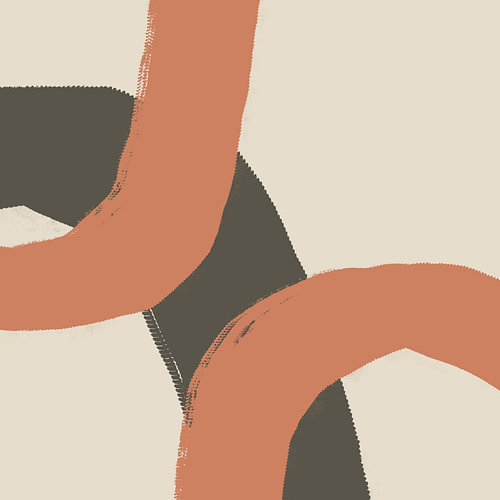 Minimalistische abstracte kunst in warme, neutrale pasteltinten
