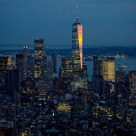 One Tower, Manhattan tijdens zonsondergang van Arjen Schippers