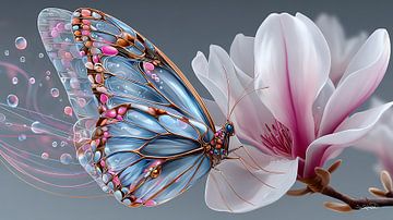 vlinder op bloem van Gelissen Artworks