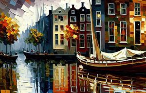 Amsterdamse gracht met boten
