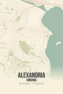 Carte d'époque d'Alexandria (Virginie), USA. sur Rezona