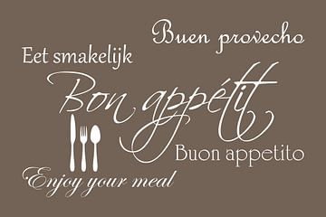Tekst | Bon appétit | Donker taupe van Sandra Hazes