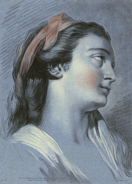 Hoofd van een jonge vrouw, Jean François Janinet, 1762 - 1814 van Atelier Liesjes