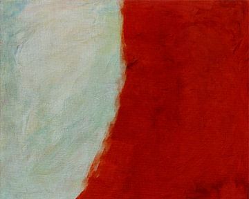 Abstract landschap in rood en wit van Jan Keteleer