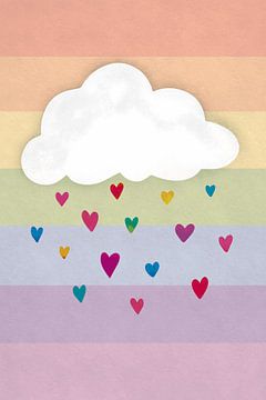 Raining Multicolored Hearts by EMELIEmaria