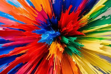 Kleurrijke verfexplosie abstract kunst van Art & Soul Creations