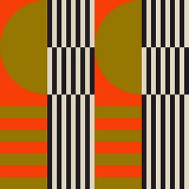 Funky retro geometrische 11. Moderne abstracte kunst in heldere kleuren. van Dina Dankers