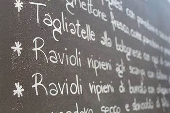 Pasta menu Italië