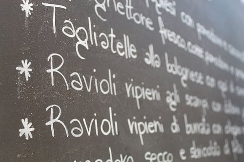 Menu de pâtes Italie
