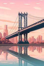 Manhattan Bridge in New York - Dreamy and serene pastel decoration by Thea