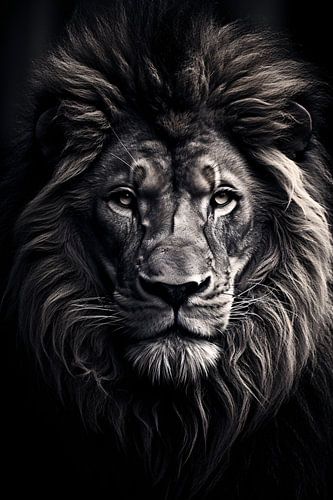 Minimalist animal portrait in black and white