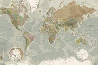 Wereldkaart, in ouderwetse kleuren