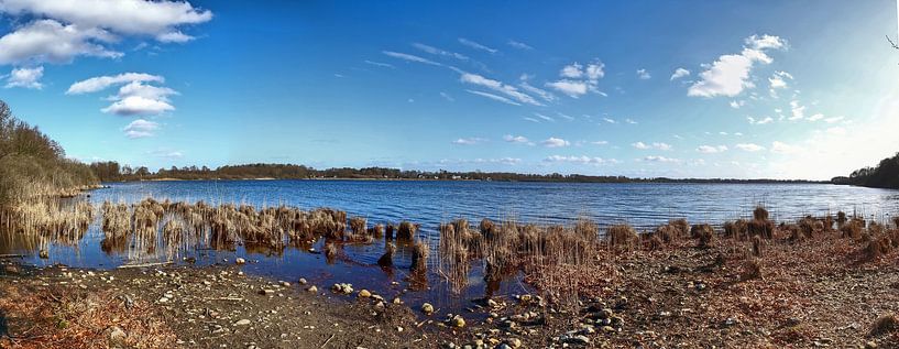 Panorama at the lake with reflection in the calm water by MPfoto71