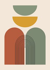 minimalist mid-century modern abstract illustrations with geometric shapes and lines in warm, earthy colors by Adam Khabibi