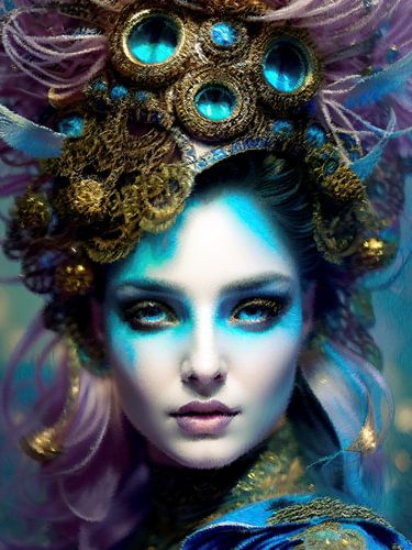 Girl, women with a drawn festive face