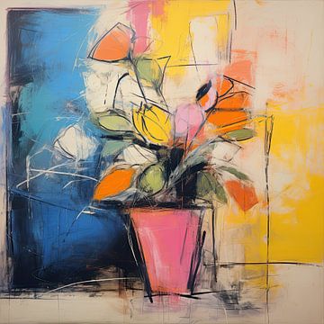 Abstracte Bloemen van Abstract Schilderij