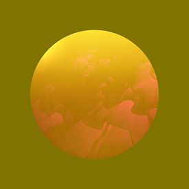 Moderne Abstraktion. Minimalismus. Orange und Olivgrün. von Alie Ekkelenkamp