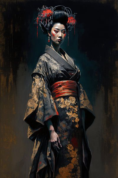 Kimono gris Geisha Dreams par DNH Expressions
