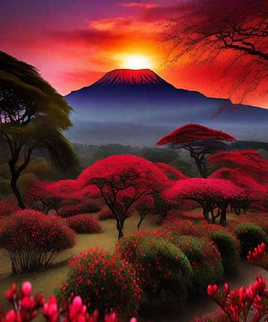 Tanzania Mount Kilamajaro Rood Landschap van BRIAN PIERRE-ALEXANDER