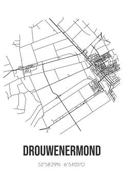 Drouwenermond (Drenthe) | Landkaart | Zwart-wit van Rezona