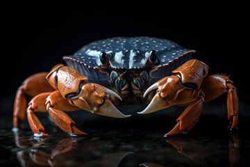 Crab Portrait Black Background by Digitale Schilderijen