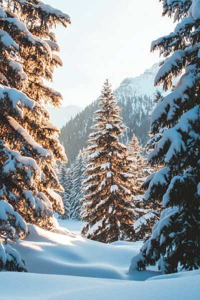 Scène de la forêt d'hiver par Poster Art Shop