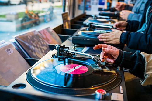 Turntables Spinning Vinyl Records