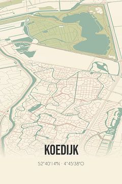 Vintage map of Koedijk (North Holland) by Rezona