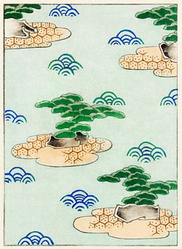 Landschap illustratie. Traditionele Japanse ukiyo-e